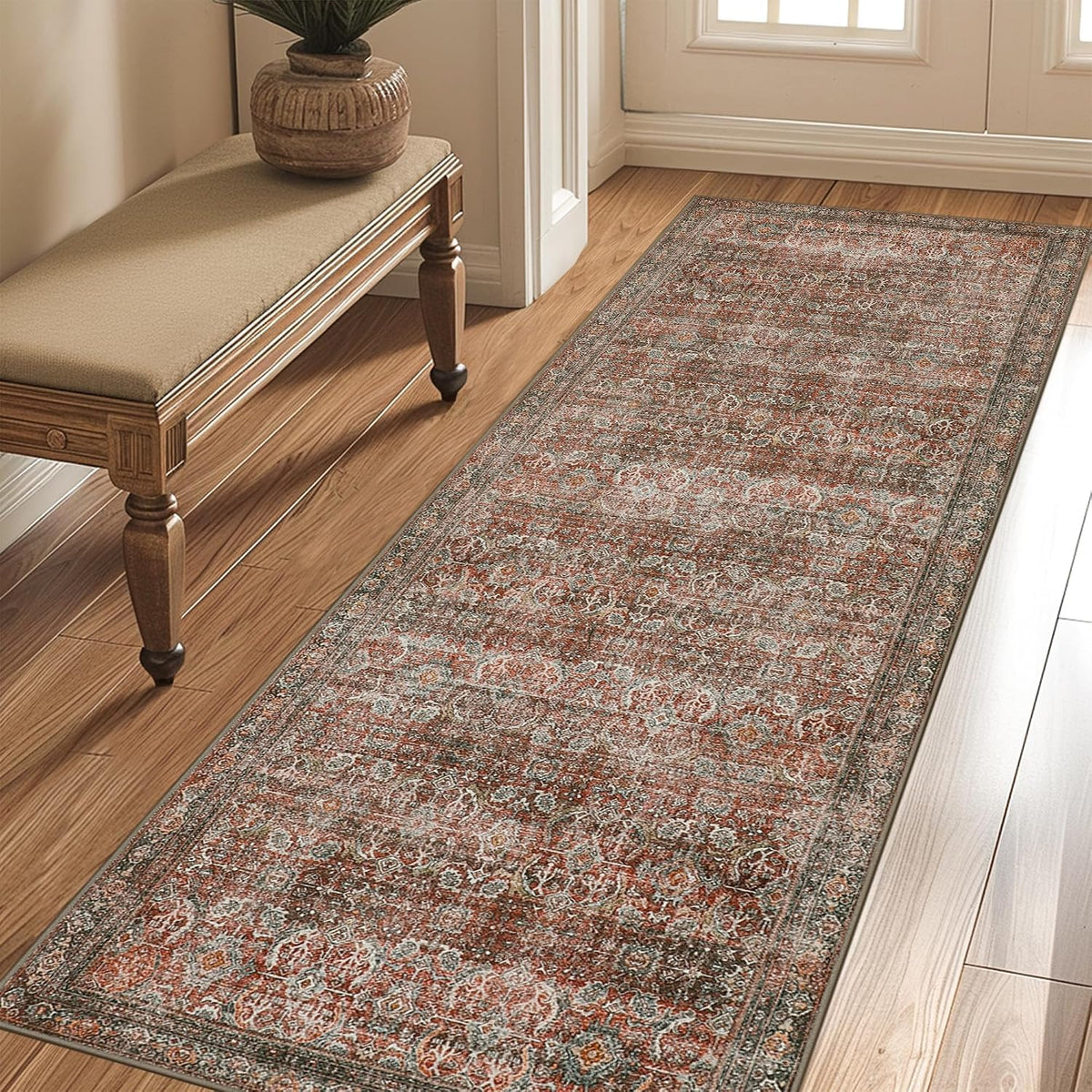 GENIMO 2x5 Washable Runner Rug Non Slip for Hallway, Light Taupe Brown