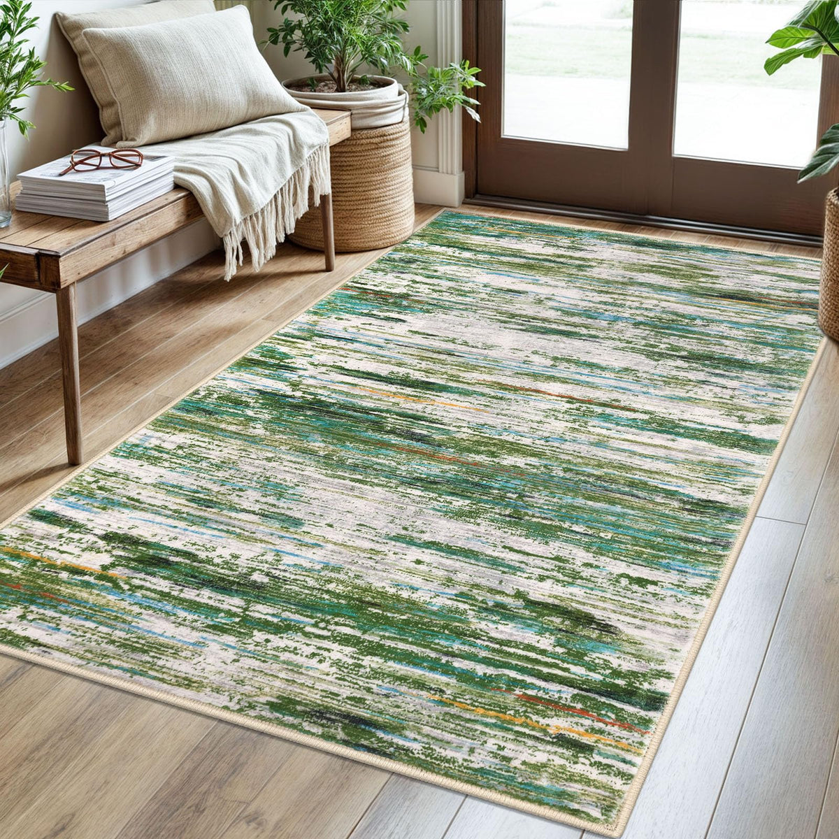 SIILOOM 3x5 Washable Area Rug Non Slip Door Mat Indoor for Entryway Bedside