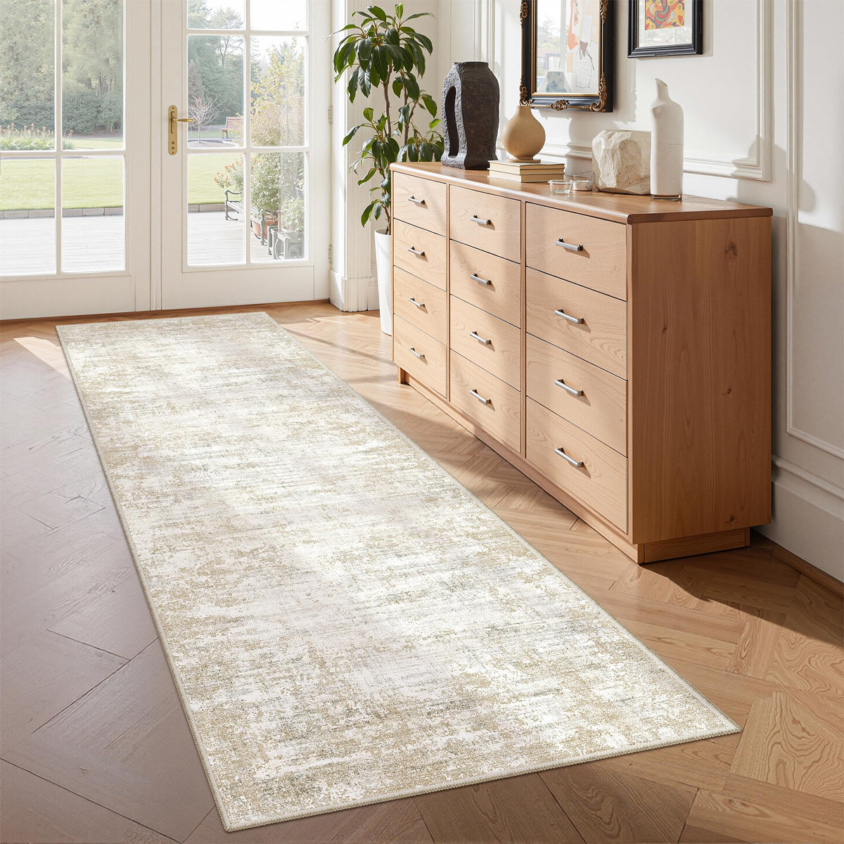 2x8 Runner Rug Non Slip,Washable Hallway Runner Rug,Beige