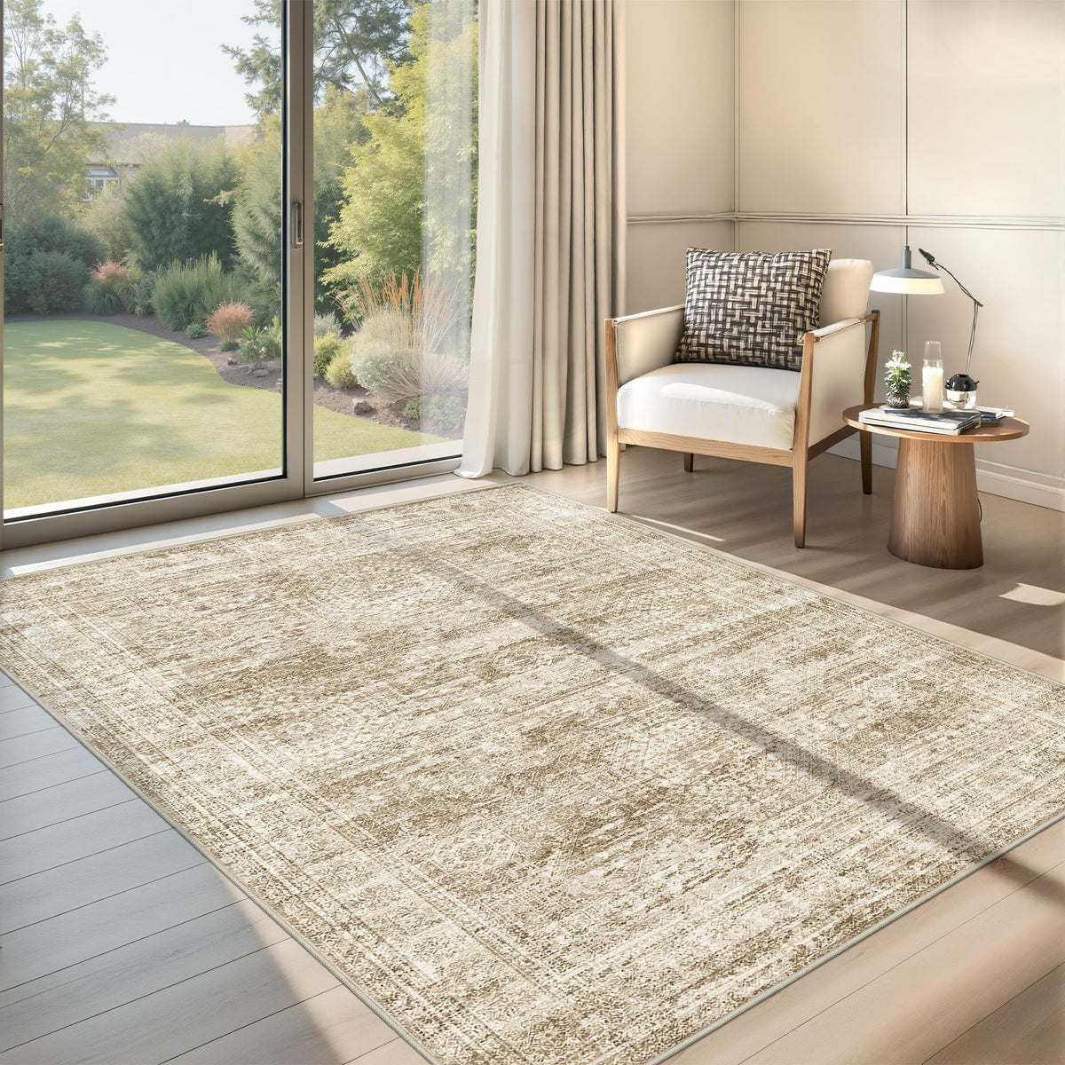 2x8 Runner Rug Non Slip,Washable Hallway Runner Rug,Beige