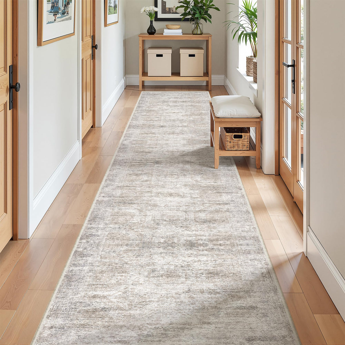 2x8 Runner Rug Non Slip,Washable Hallway Runner Rug,Beige