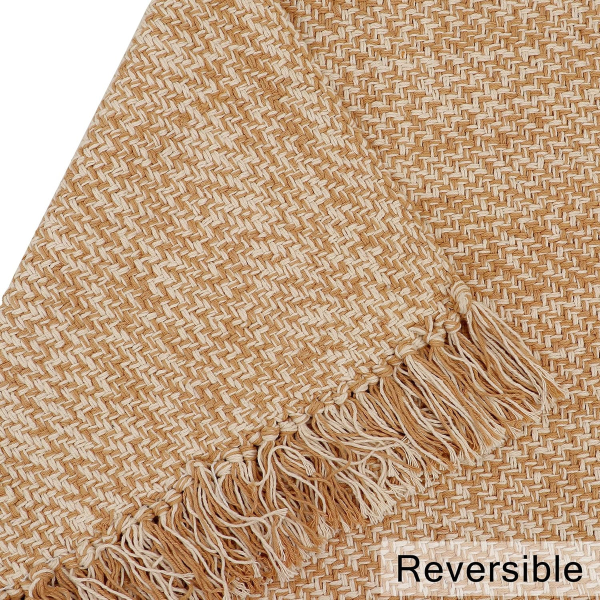 COTTON CRAFT Woven Area Rug - 2 Pack Entryway Mat with Fringe - Tan Natural