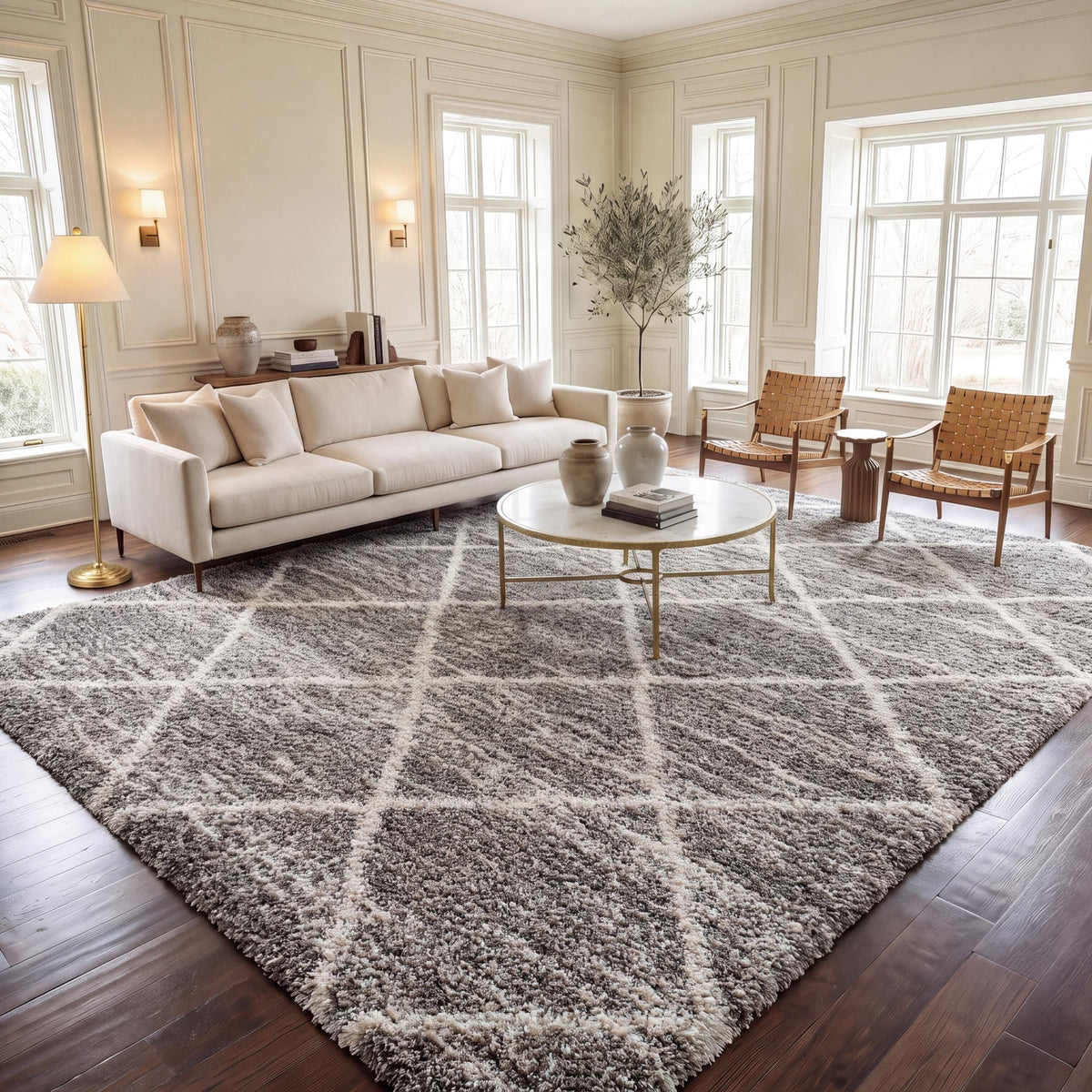 SAFAVIEH Hudson Shag Accent Rug 2'x3', Soft Distressed Grey & Ivory SGH281K