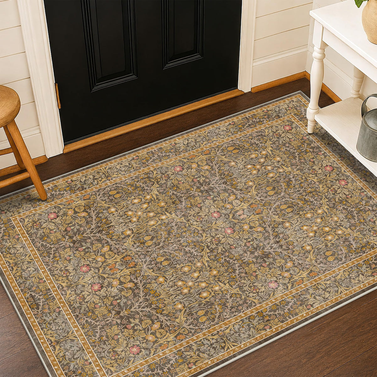 Washable Plum Purple Runner Rug 2x6 - Boho Rug Runner for Bathroom, Kitchen, Indoor Entryway, Low Pile Violet Carpet for Bedroom Bedside, Laundry Room, Hallway Mats for Floor, Stain Resistant