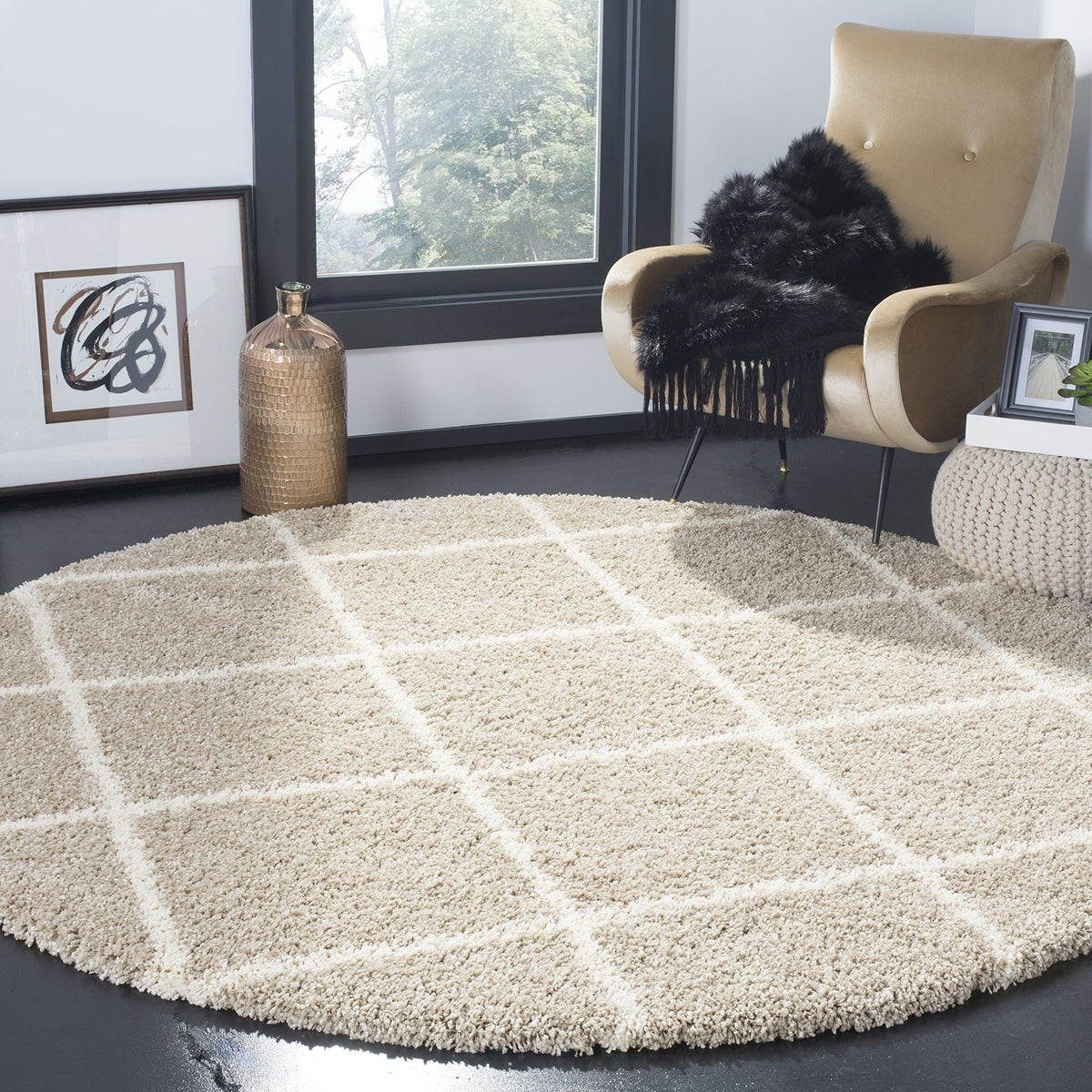 SAFAVIEH Hudson Shag Accent Rug 2'x3', Soft Distressed Grey & Ivory SGH281K