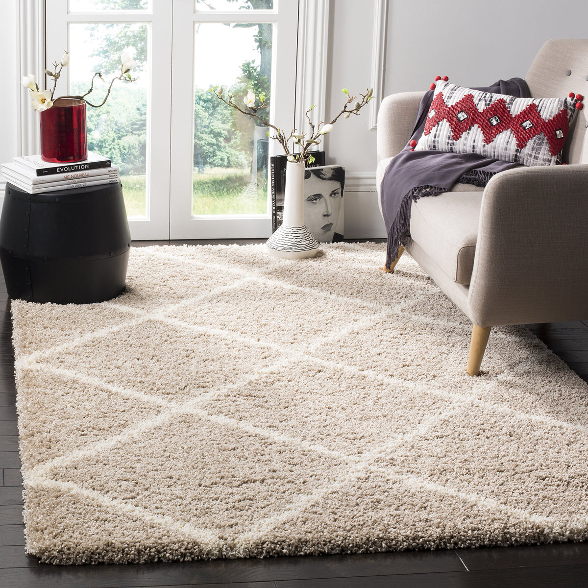 SAFAVIEH Hudson Shag Accent Rug 2'x3', Soft Distressed Grey & Ivory SGH281K