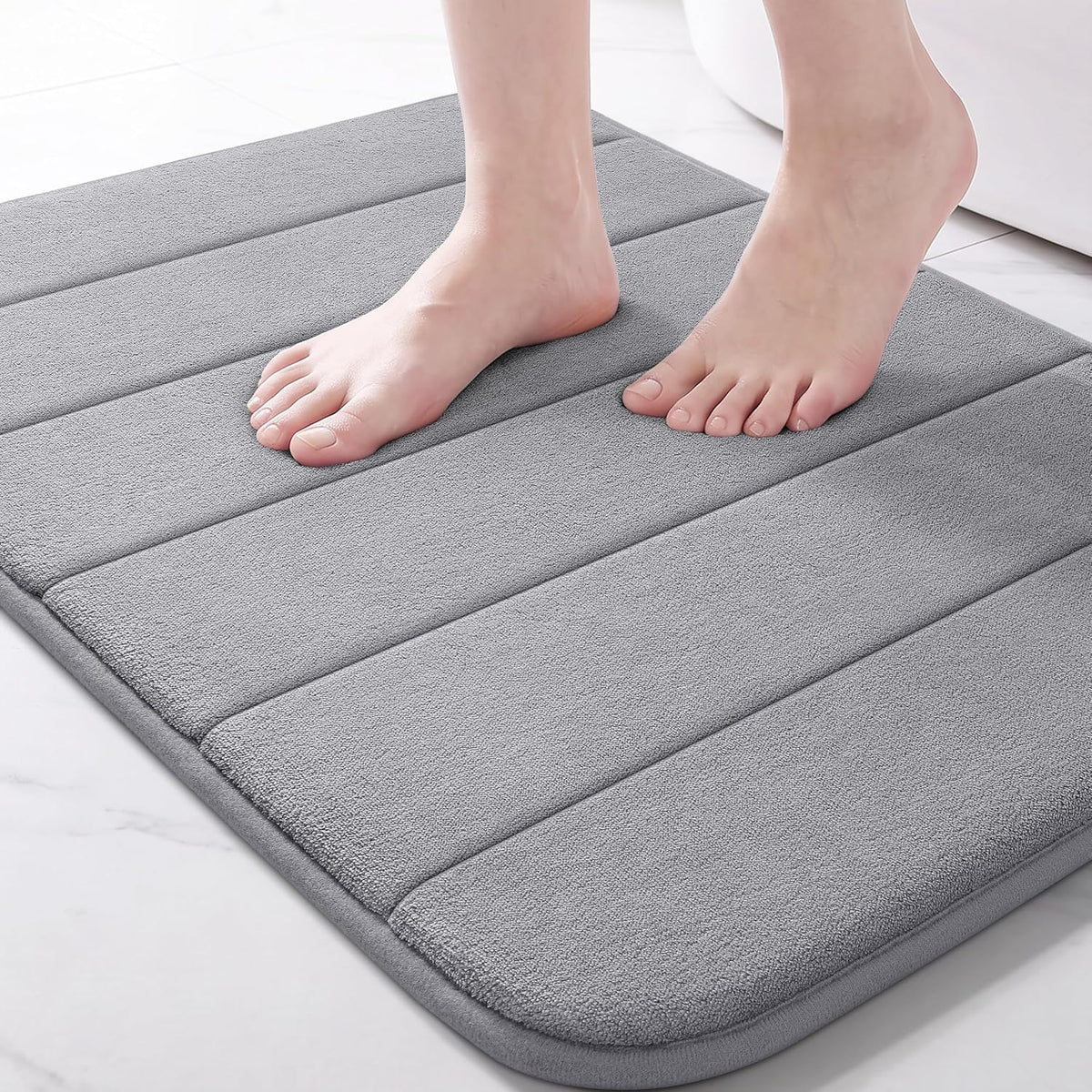 Yimobra Memory Foam Bath Mat, Super Soft & Absorbent Bathroom Rug, Grey