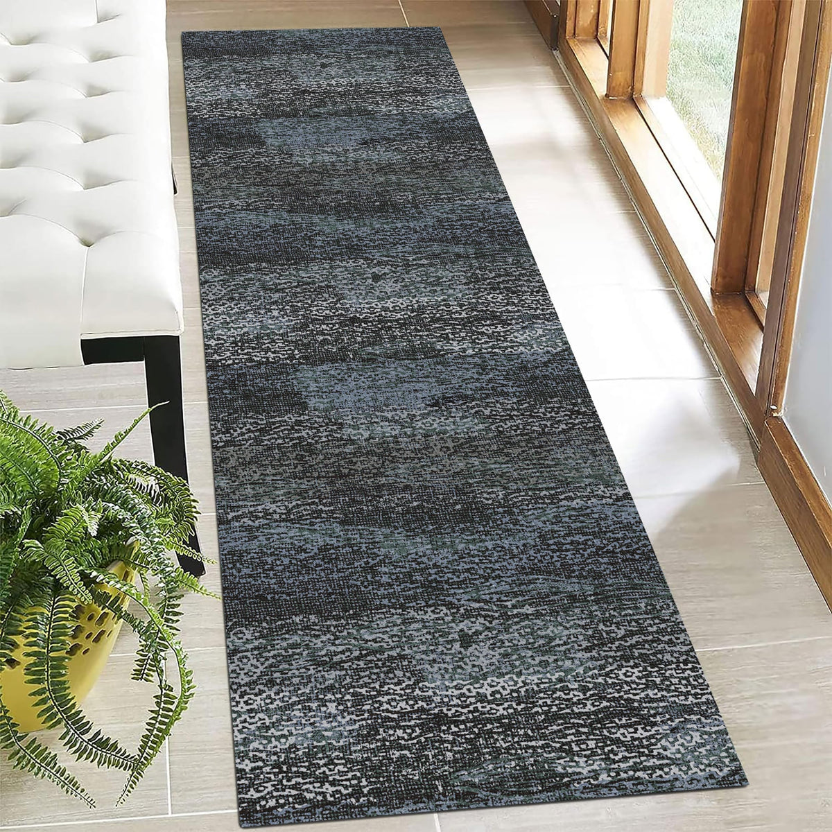 RUGSURE Washable Area Rugs - Perfect for Living Room, Bedroom, Kids Room, Nursery - Stain & Water Resistant Non-Slip, Pet & Child Friendly, Vintage Tribal Area Rugs (Green, 3' x 5 ')