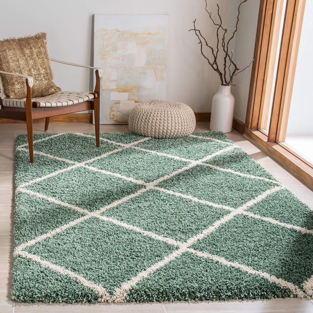SAFAVIEH Hudson Shag Accent Rug 2'x3', Soft Distressed Grey & Ivory SGH281K