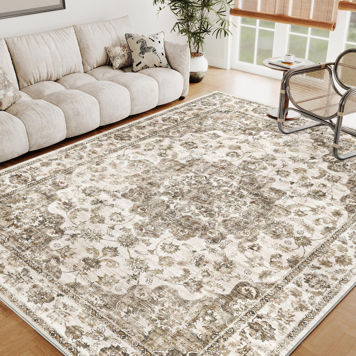 2x3 Beige Neutral Area Rug
