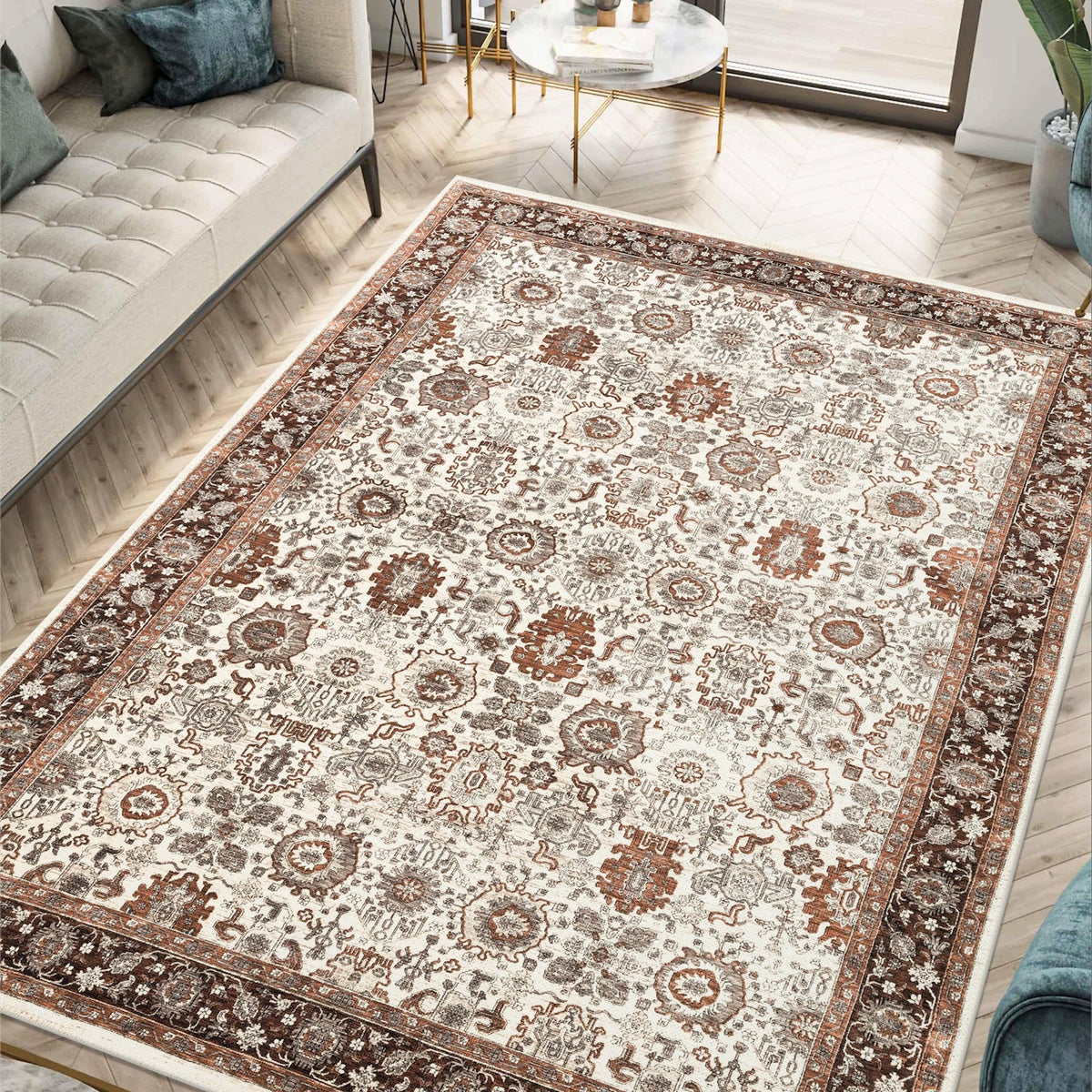 Keen Home Design Vintage Washable Entryway Rug, Non-Slip Low Pile, 2x3