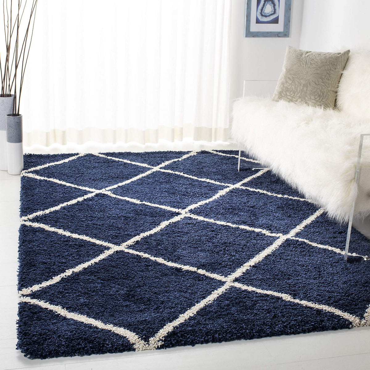 SAFAVIEH Hudson Shag Accent Rug 2'x3', Soft Distressed Grey & Ivory SGH281K