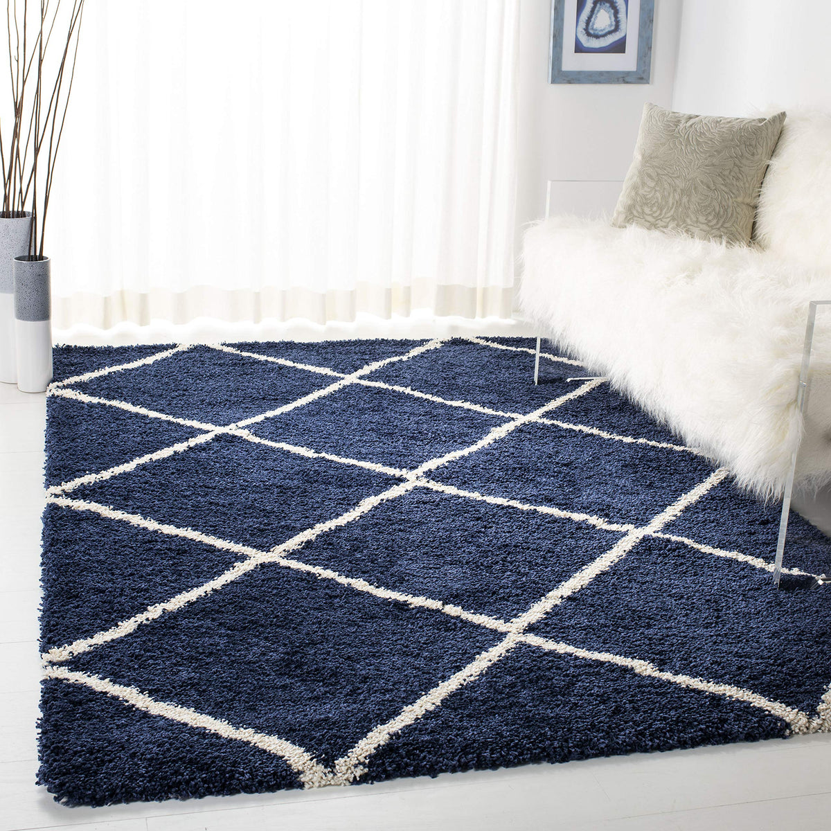 SAFAVIEH Hudson Shag Accent Rug 2'x3', Soft Distressed Grey & Ivory SGH281K