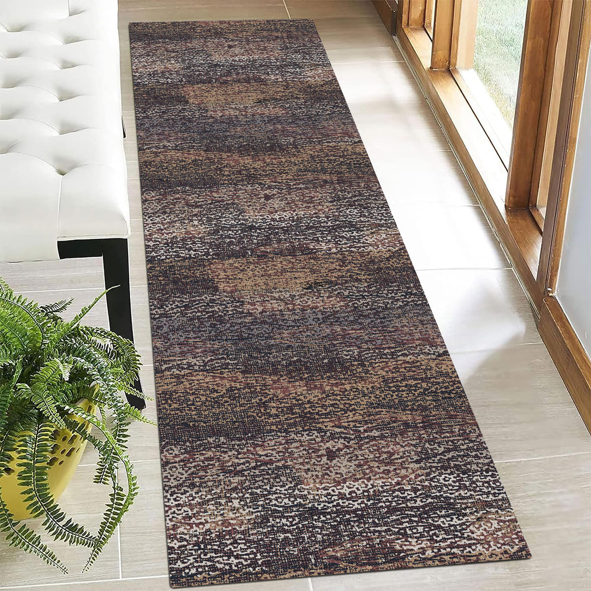 RUGSURE Washable Area Rugs - Perfect for Living Room, Bedroom, Kids Room, Nursery - Stain & Water Resistant Non-Slip, Pet & Child Friendly, Vintage Tribal Area Rugs (Green, 3' x 5 ')