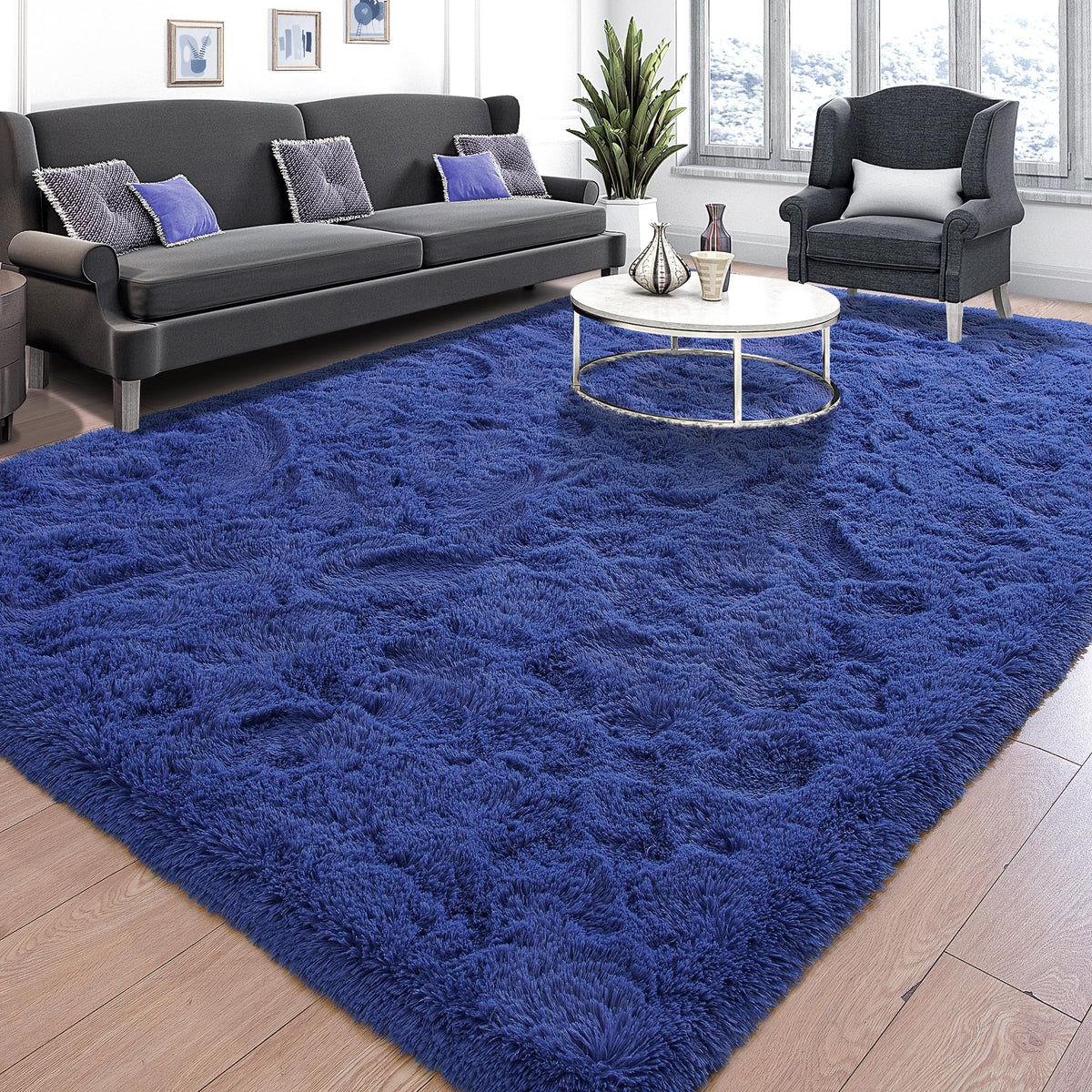 Tepook Black Soft Runner Rugs for Bedroom 2x6 ft with Rubber Backing