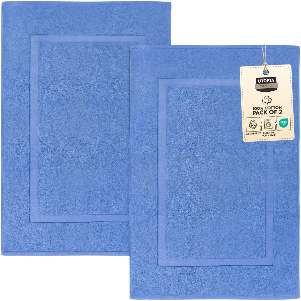 Utopia Towels Cotton Bath Mat, 21x34 in, 2 Pack, Grey